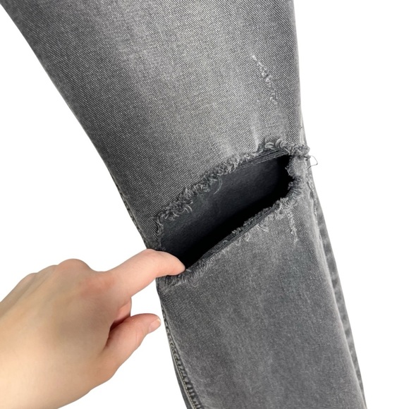 Current/Elliott Sample Gray Mid Rise Raw Step Hem Cropped Distressed Jeans - Picture 4 of 13